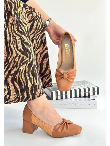 Agnet Taba Cilt Topuklu Ayakkabı Agnet Taba Cilt Topuklu Ayakkabı