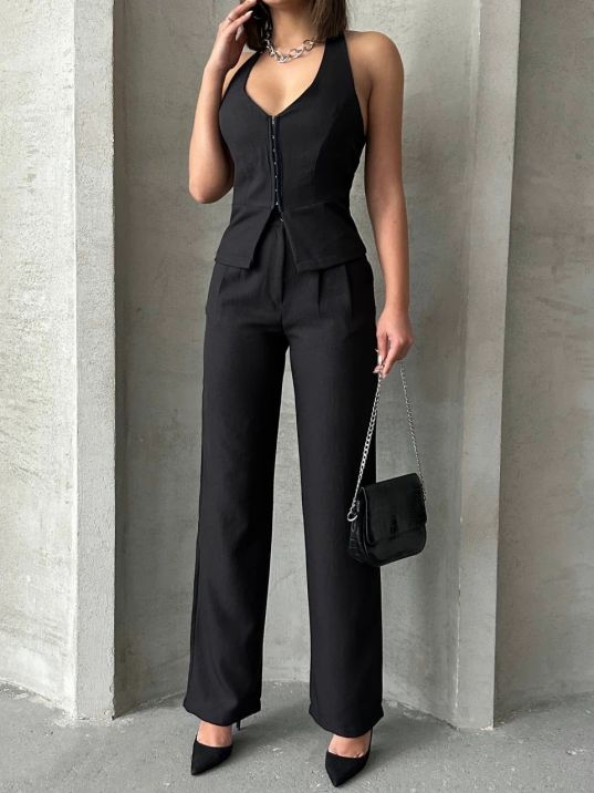 Akraflı Keten Takım