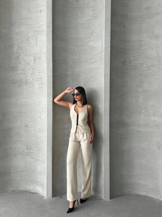 Akraflı Keten Takım