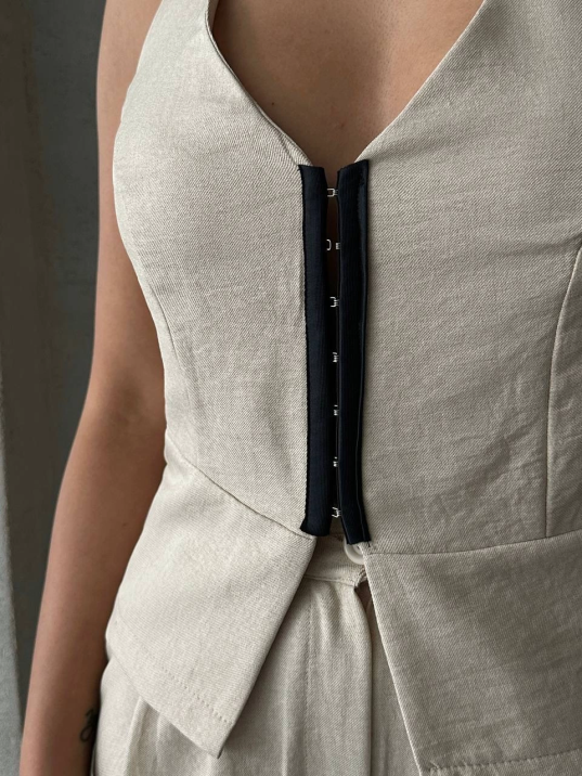 Akraflı Keten Takım