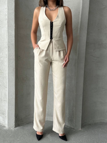 Akraflı Keten Takım Akraflı Keten Takım