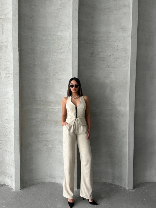 Akraflı Keten Takım