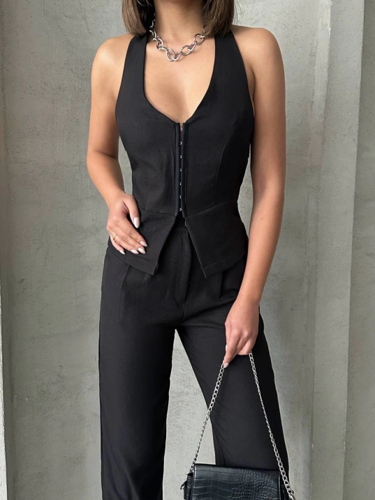 Akraflı Keten Takım