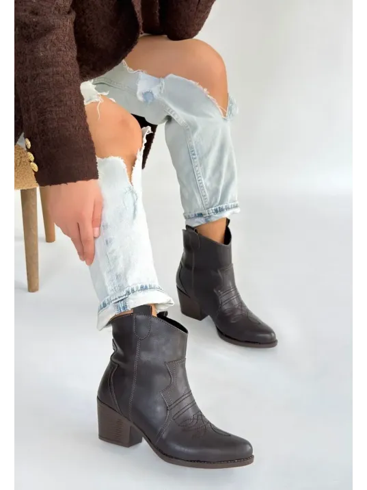 Akver Acı Kahve Cilt Topuklu Bot Akver Acı Kahve Cilt Topuklu Bot