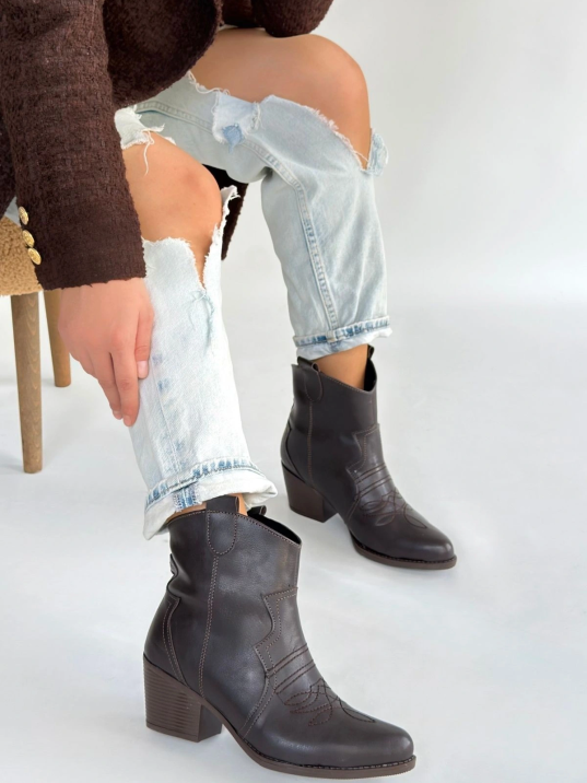 Akver Acı Kahve Cilt Topuklu Bot