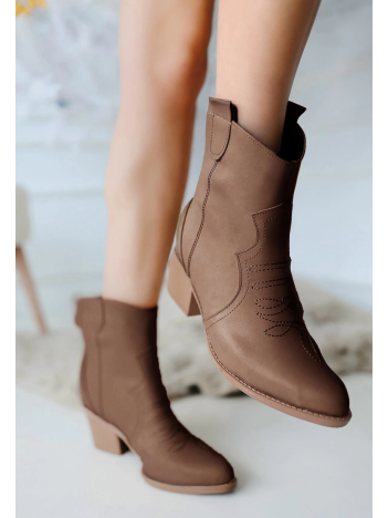 Akver Kahverengi Cilt Topuklu Bot