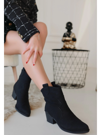 Akver Siyah Nubuk Topuklu Bot Akver Siyah Nubuk Topuklu Bot