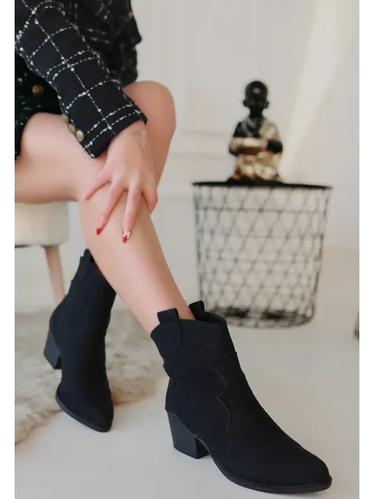 Akver Siyah Nubuk Topuklu Bot Akver Siyah Nubuk Topuklu Bot