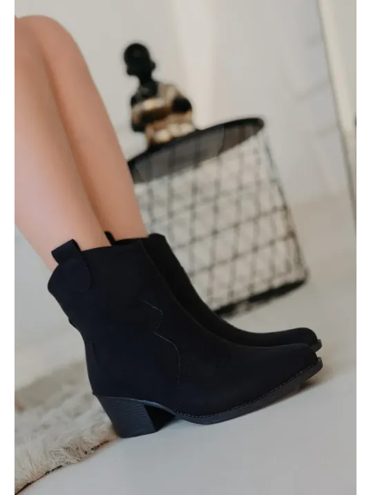 Akver Siyah Nubuk Topuklu Bot Akver Siyah Nubuk Topuklu Bot