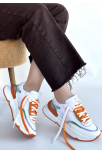 Aleh Beyaz Cilt Turuncu Detaylı Çift Bağcıklı Spor Ayakkabı