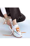 Aleh Beyaz Cilt Turuncu Detaylı Çift Bağcıklı Spor Ayakkabı