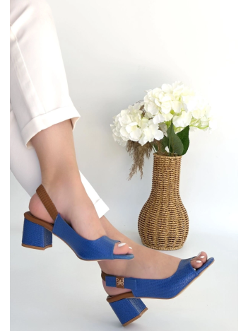 Alessi Mavi Rugan Topuklu Ayakkabı