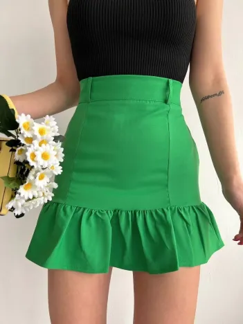 Altı Fırfırlı Etek Yeşil S24817