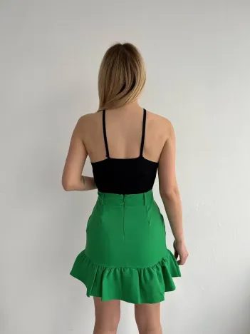 Altı Fırfırlı Etek Yeşil S24817 Altı Fırfırlı Etek Yeşil S24817