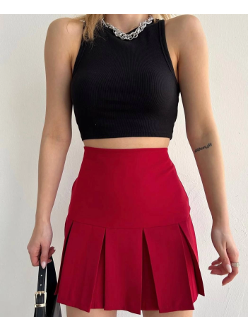 Altı geniş pileli etek bordo s24729 Altı geniş pileli etek bordo s24729