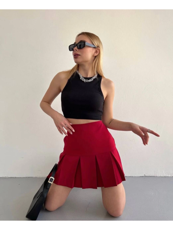 Altı geniş pileli etek bordo s24729 Altı geniş pileli etek bordo s24729