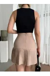 Altı Pliseli Mini Etek