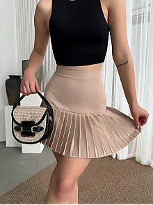 Altı Pliseli Mini Etek