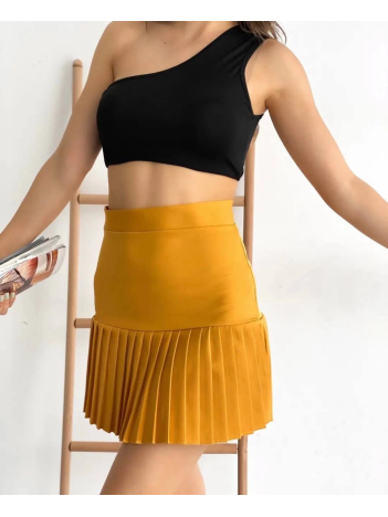 Altı pliseli mini etek hardal s24705 Altı pliseli mini etek hardal s24705