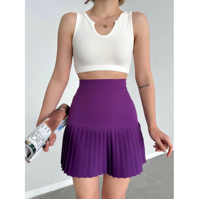 Altı pliseli mini etek Mor s24705 Altı pliseli mini etek Mor s24705