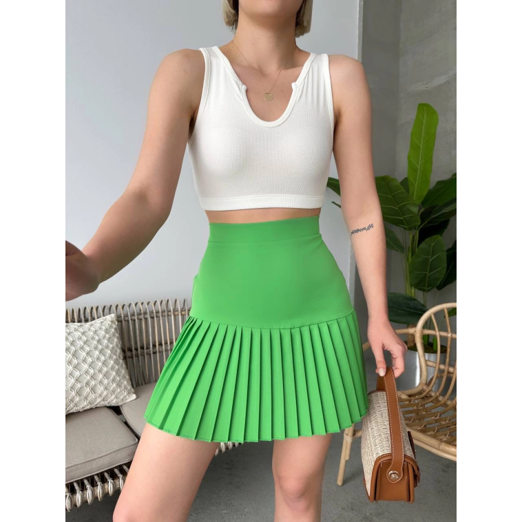 Altı pliseli mini etek yeşil s24705 Altı pliseli mini etek yeşil s24705