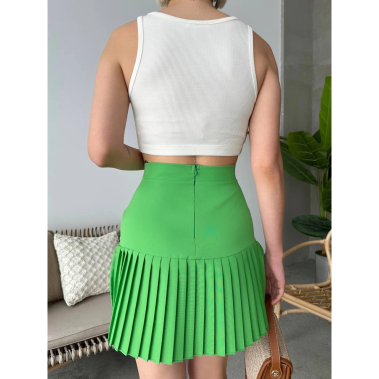 Altı pliseli mini etek yeşil s24705 Altı pliseli mini etek yeşil s24705