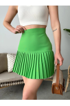 Altı Pliseli Mini Etek Yeşil S24705