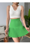 Altı Pliseli Mini Etek Yeşil S24705