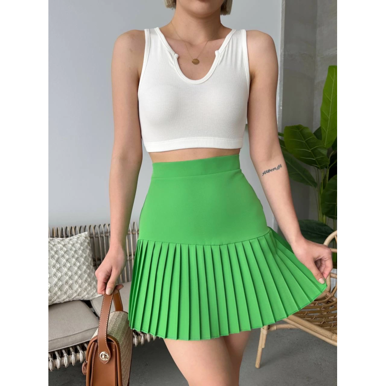 Altı pliseli mini etek yeşil s24705 Altı pliseli mini etek yeşil s24705