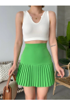 Altı Pliseli Mini Etek Yeşil S24705
