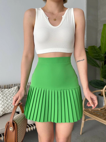 Altı pliseli mini etek yeşil s24705 Altı pliseli mini etek yeşil s24705