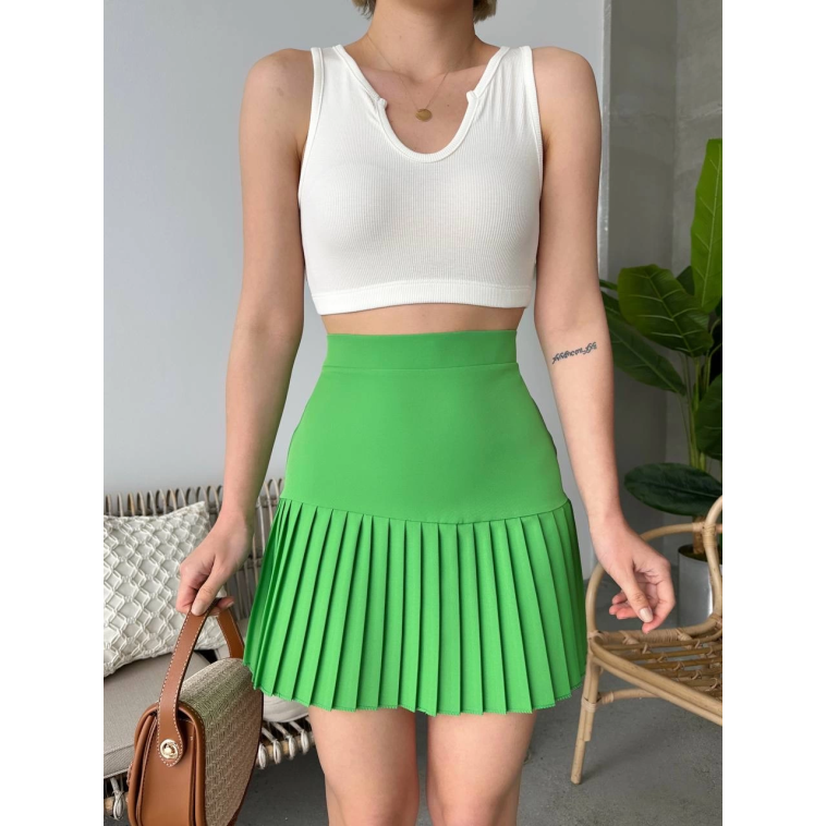 Altı pliseli mini etek yeşil s24705 Altı pliseli mini etek yeşil s24705