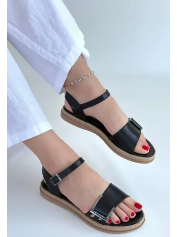 Andana Siyah Cilt Sandalet