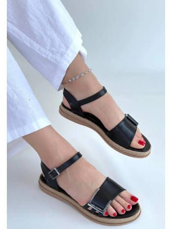 Andana Siyah Cilt Sandalet Andana Siyah Cilt Sandalet