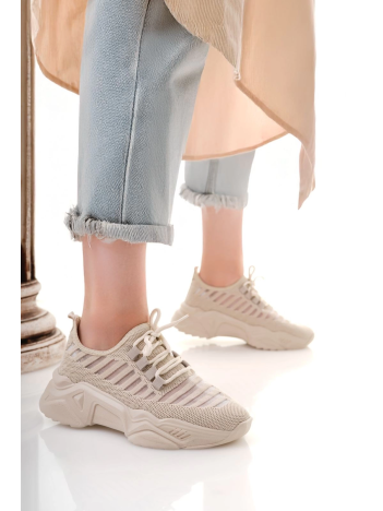 Ante Bej Triko Bağcıklı Spor Ayakkabı Ante Bej Triko Bağcıklı Spor Ayakkabı