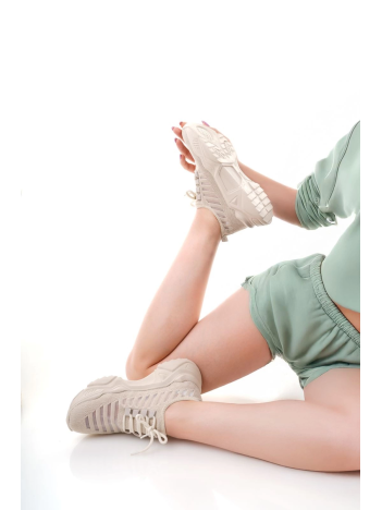 Ante Bej Triko Bağcıklı Spor Ayakkabı Ante Bej Triko Bağcıklı Spor Ayakkabı