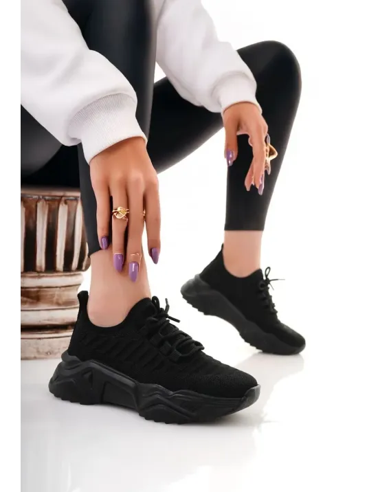 Ante Siyah Triko Bağcıklı Spor Ayakkabı Ante Siyah Triko Bağcıklı Spor Ayakkabı