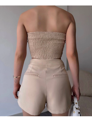 Arkadan büzgülü esnek büstiyer bej Arkadan büzgülü esnek büstiyer bej