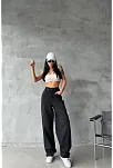 Arkadan Tokalı Jeans Pantolon Siyah