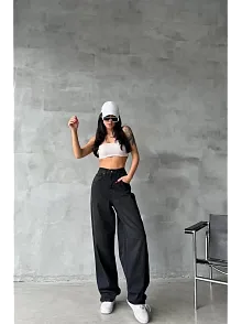 Arkadan Tokalı Jeans Pantolon Siyah