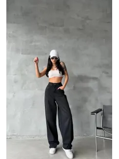 Arkadan Tokalı Jeans Pantolon Siyah