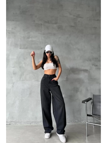 Arkadan tokalı jeans pantolon Siyah Arkadan tokalı jeans pantolon Siyah