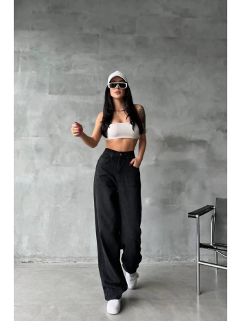 Arkadan tokalı jeans pantolon Siyah Arkadan tokalı jeans pantolon Siyah
