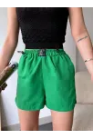 Armalı Keten Şort Yeşil S251003