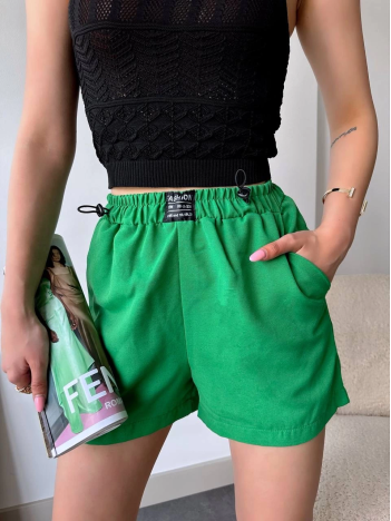 Armalı keten şort yeşil s251003 Armalı keten şort yeşil s251003