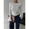 Asimetrik alt detaylı bluz beyaz Asimetrik alt detaylı bluz beyaz