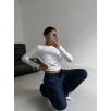 Asimetrik alt detaylı bluz beyaz Asimetrik alt detaylı bluz beyaz