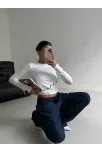 Asimetrik Alt Detaylı Bluz Beyaz