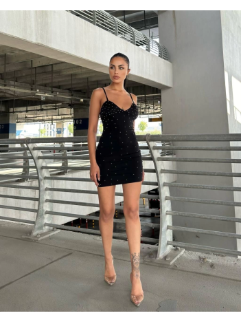 Askılı Taşlı Mini Elbise Askılı Taşlı Mini Elbise