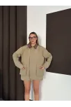 Astarlı Yaka Detaylı Artos Ceket Haki St2651019